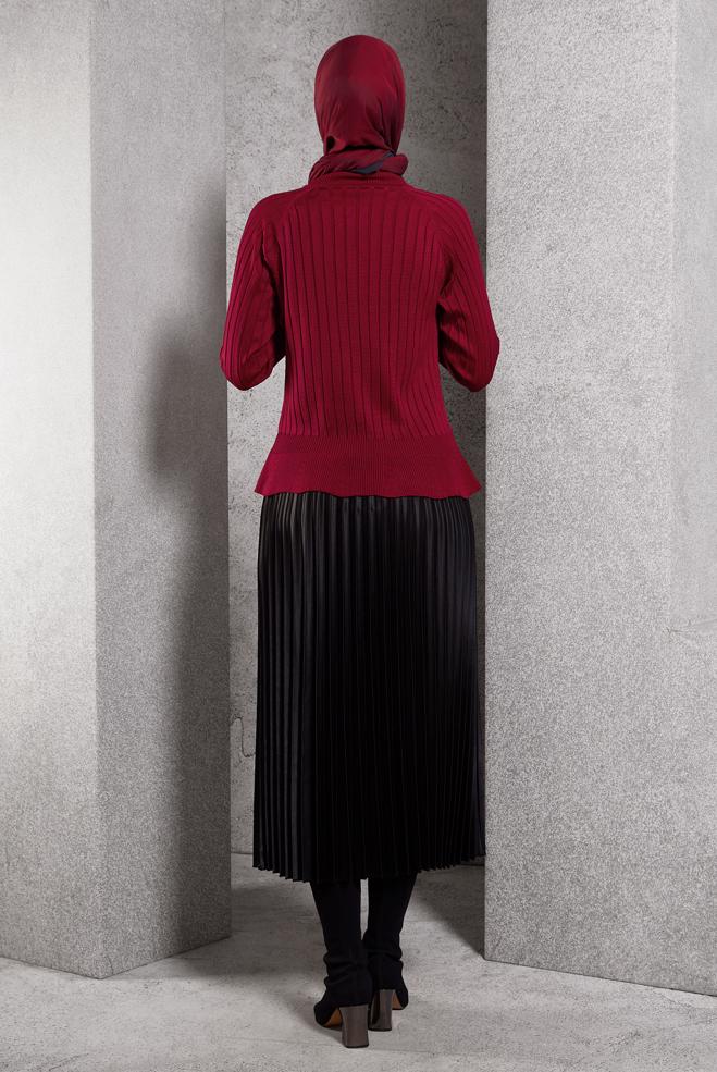 Vêtements hijab ROUGE PULL EN MAILLE DROIT 45009 - ALVİNA