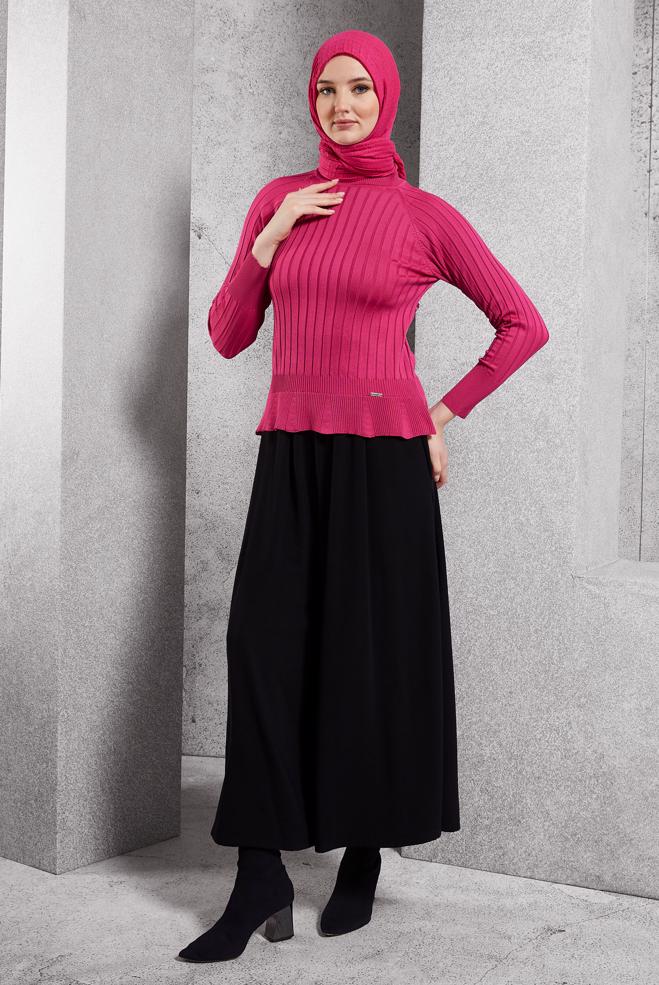 Vêtements hijab FUCHSIA PULL EN MAILLE DROIT 45009 - ALVİNA