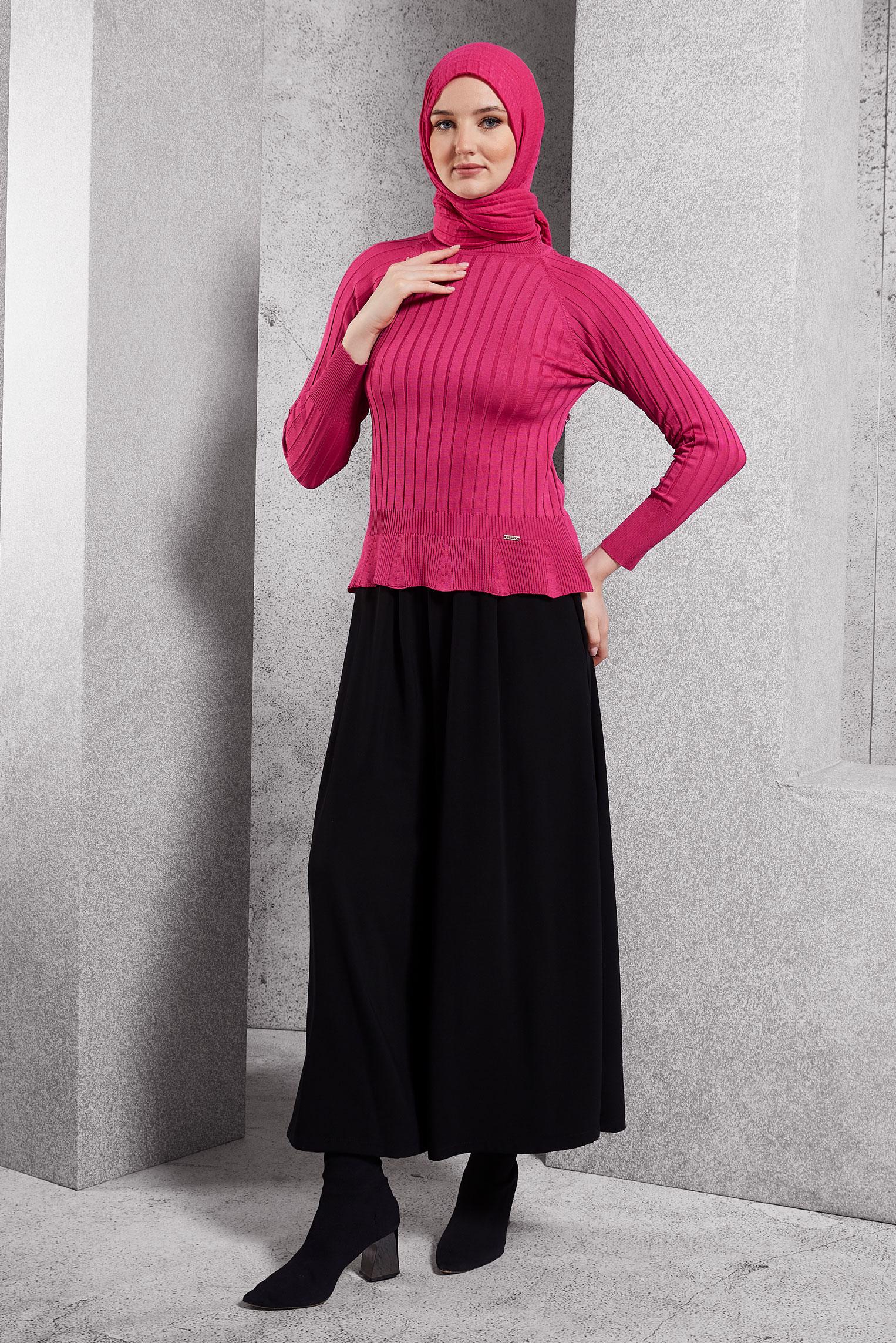 Vêtements hijab FUCHSIA PULL EN MAILLE DROIT 45009