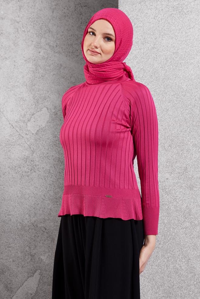 Vêtements hijab FUCHSIA PULL EN MAILLE DROIT 45009 - ALVİNA