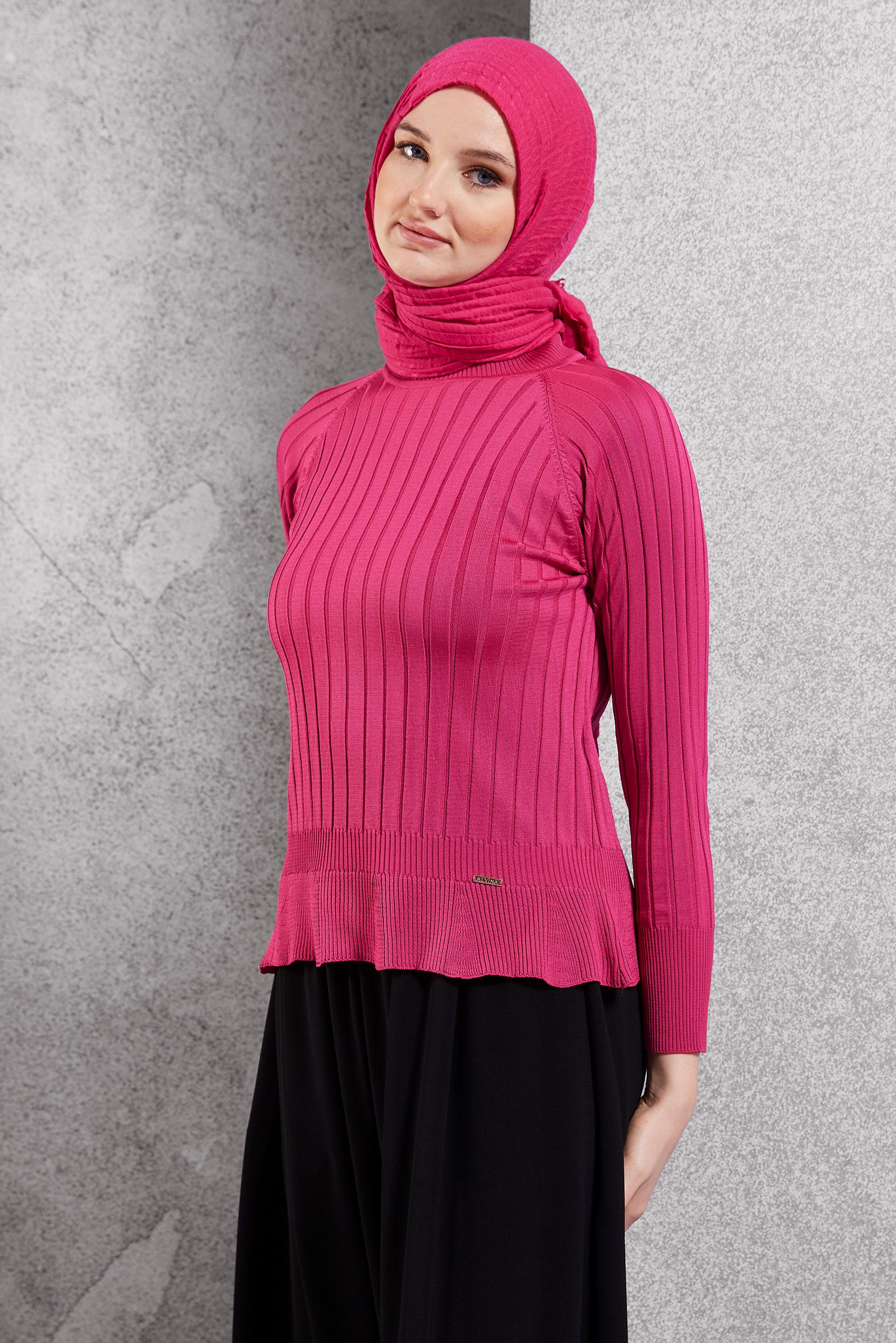 Vêtements hijab FUCHSIA PULL EN MAILLE DROIT 45009