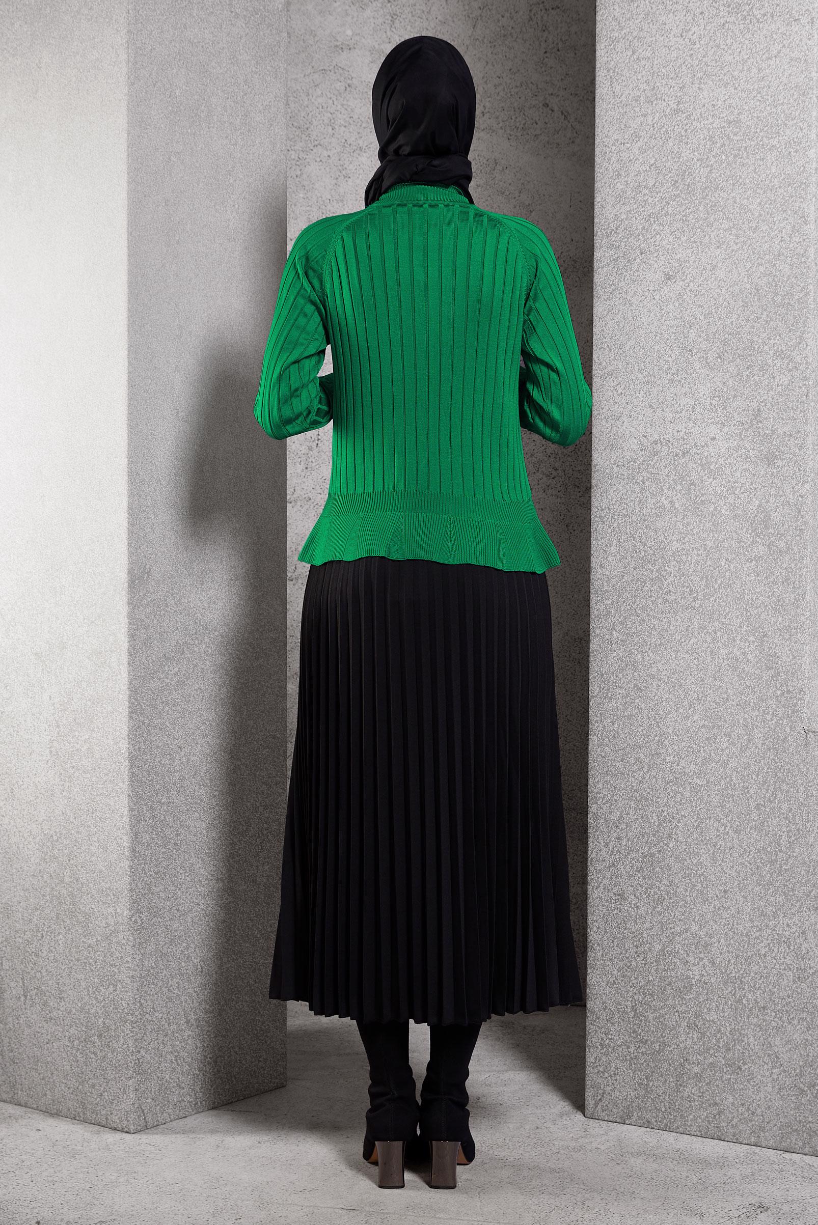 Vêtements hijab VERT PULL EN MAILLE DROIT 45009