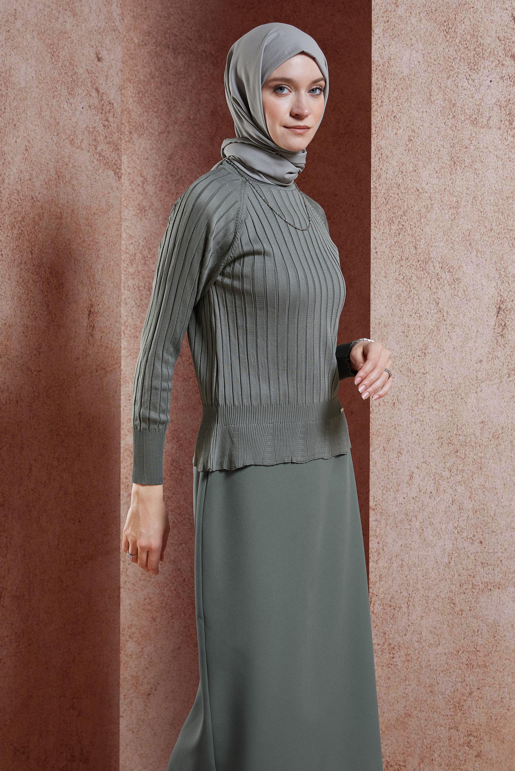 Tesettür giyim GRİ DÜZ TRİKO KAZAK 45009