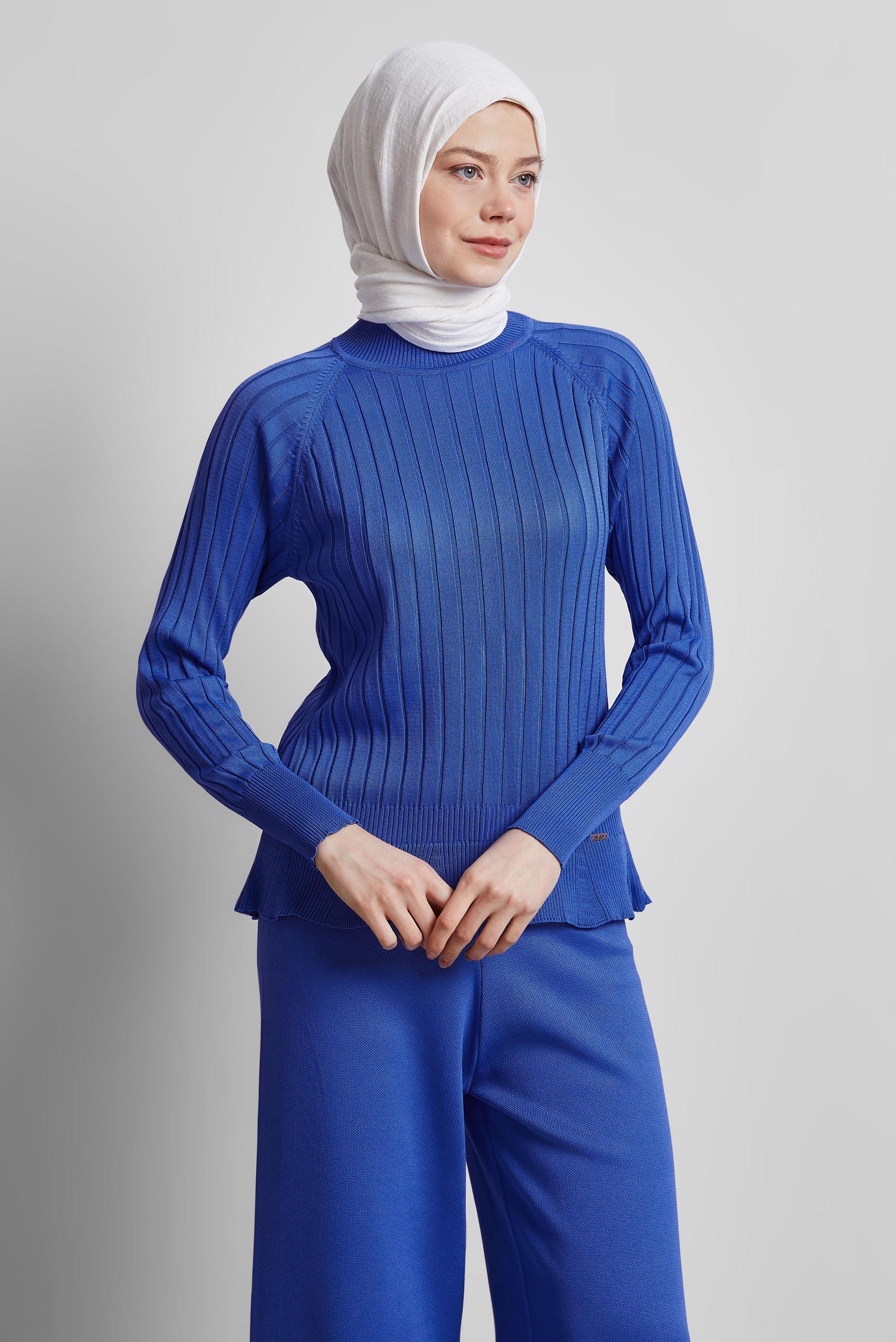 Vêtements hijab BLEU MARINE PULL EN MAILLE DROIT 45009
