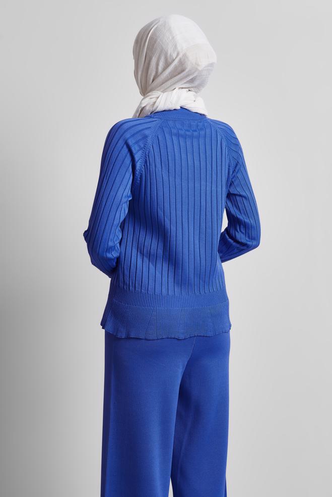 Vêtements hijab BLEU MARINE PULL EN MAILLE DROIT 45009 - ALVİNA