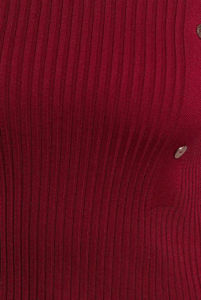 Tesettür giyim KIRMIZI FİTİLLİ TRİKO KAZAK 45010 - ALVİNA