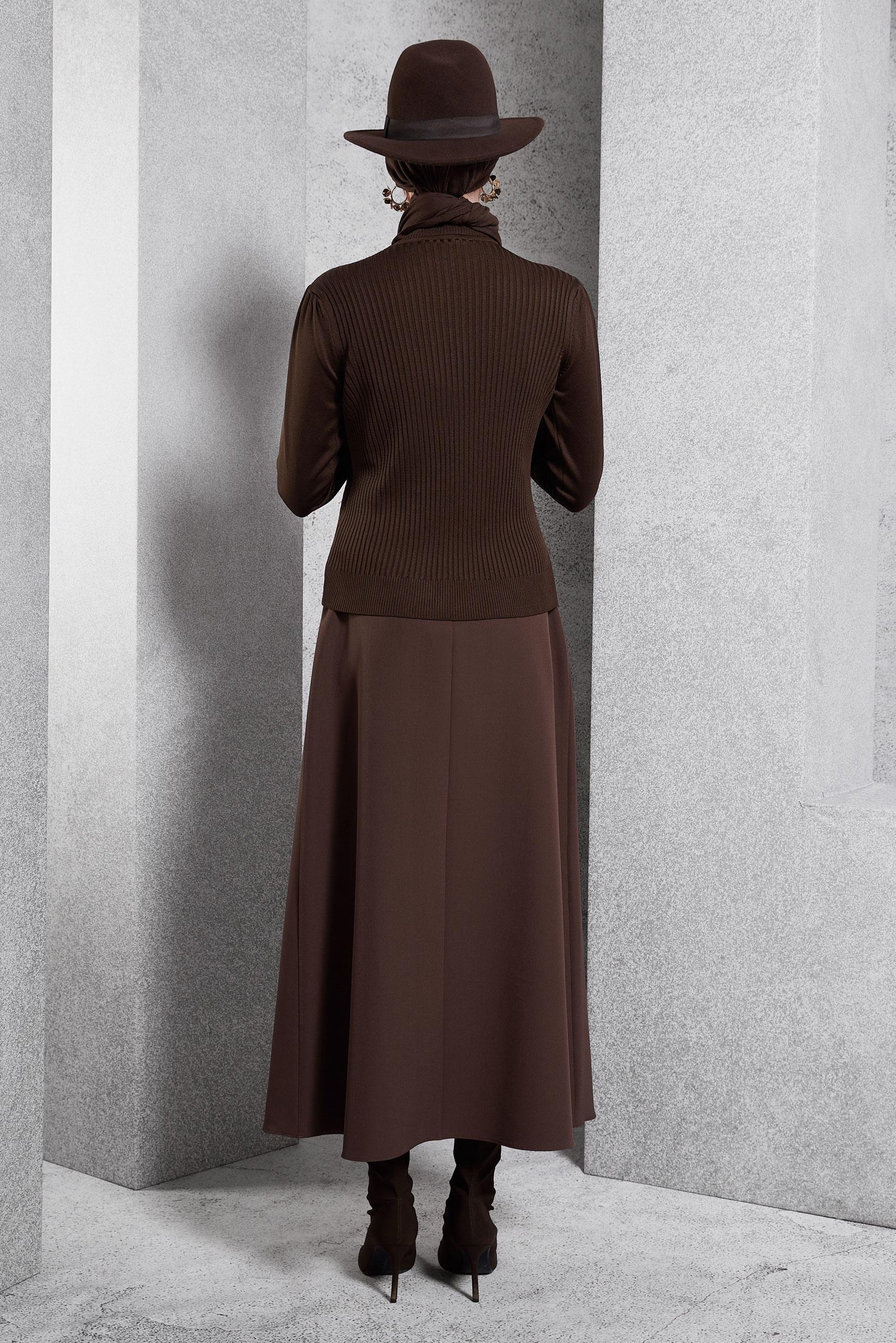 Hijab clothing BROWN RIBBED KNITWEAR SWEATER 45010