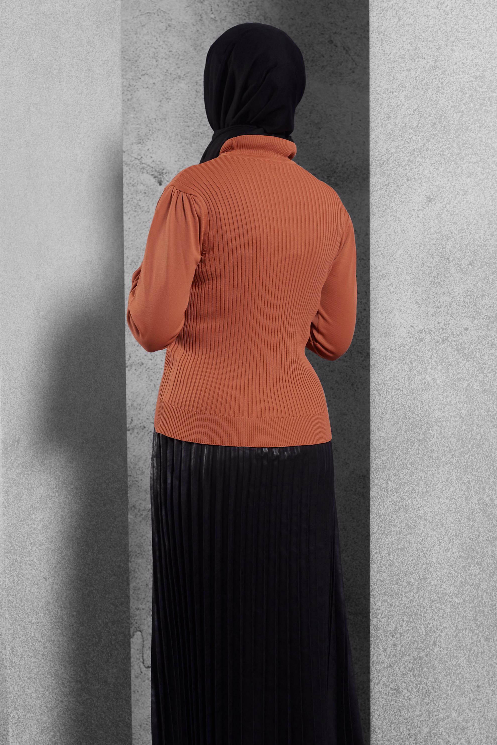 Vêtements hijab ORANGE PULL EN MAILLE CÔTELÉE 45010