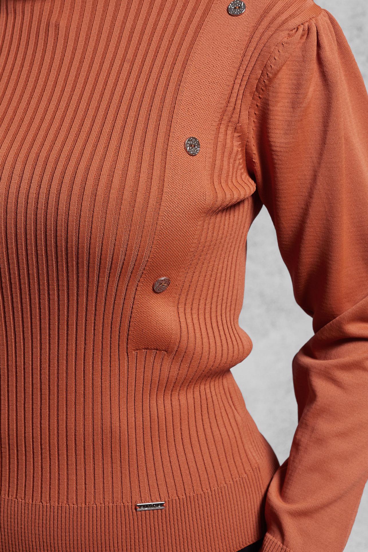 Vêtements hijab ORANGE PULL EN MAILLE CÔTELÉE 45010