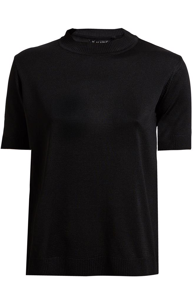 Vêtements hijab NOIR PULL EN MAILLE À MANCHES COURTES 45019 - ALVİNA