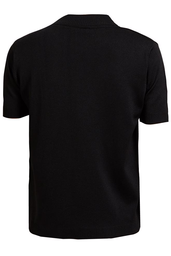 Vêtements hijab NOIR PULL EN MAILLE À MANCHES COURTES 45019 - ALVİNA