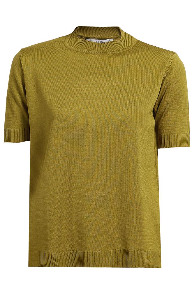 Vêtements hijab VERT PULL EN MAILLE À MANCHES COURTES 45019 - ALVİNA