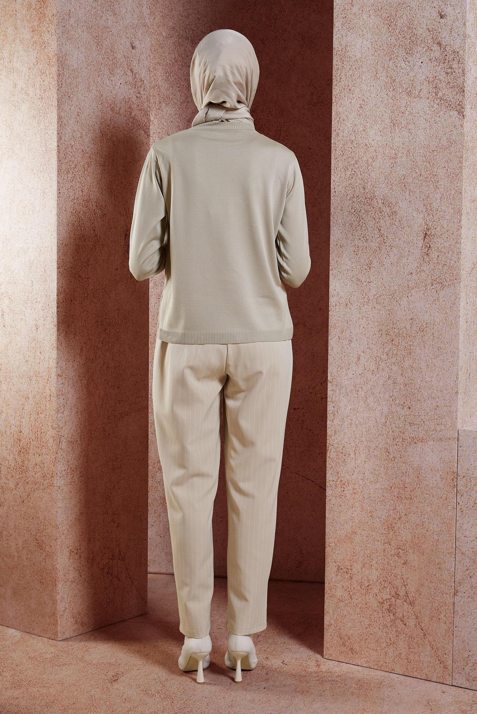 Tesettür giyim BEJ DÜZ TRİKO KAZAK 45020