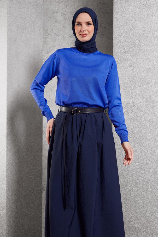 Tesettür giyim LACİVERT DÜZ TRİKO KAZAK 45020 - ALVİNA