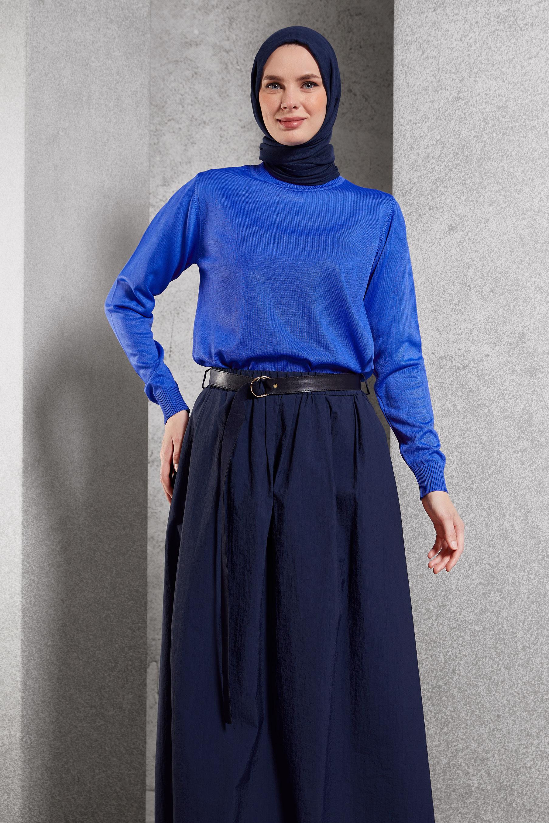 Tesettür giyim LACİVERT DÜZ TRİKO KAZAK 45020