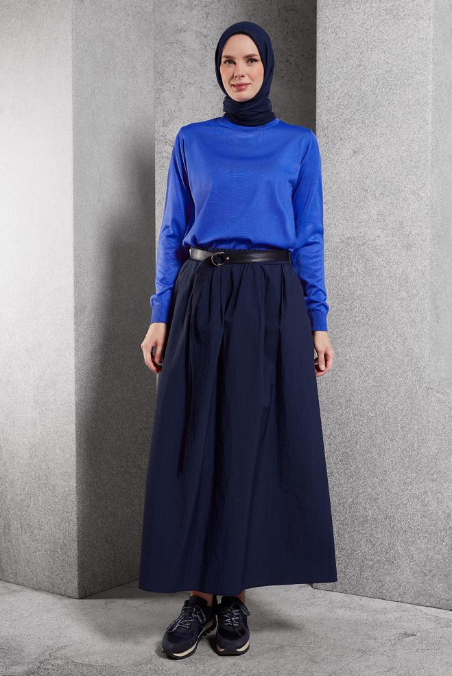 Tesettür giyim LACİVERT DÜZ TRİKO KAZAK 45020 - ALVİNA
