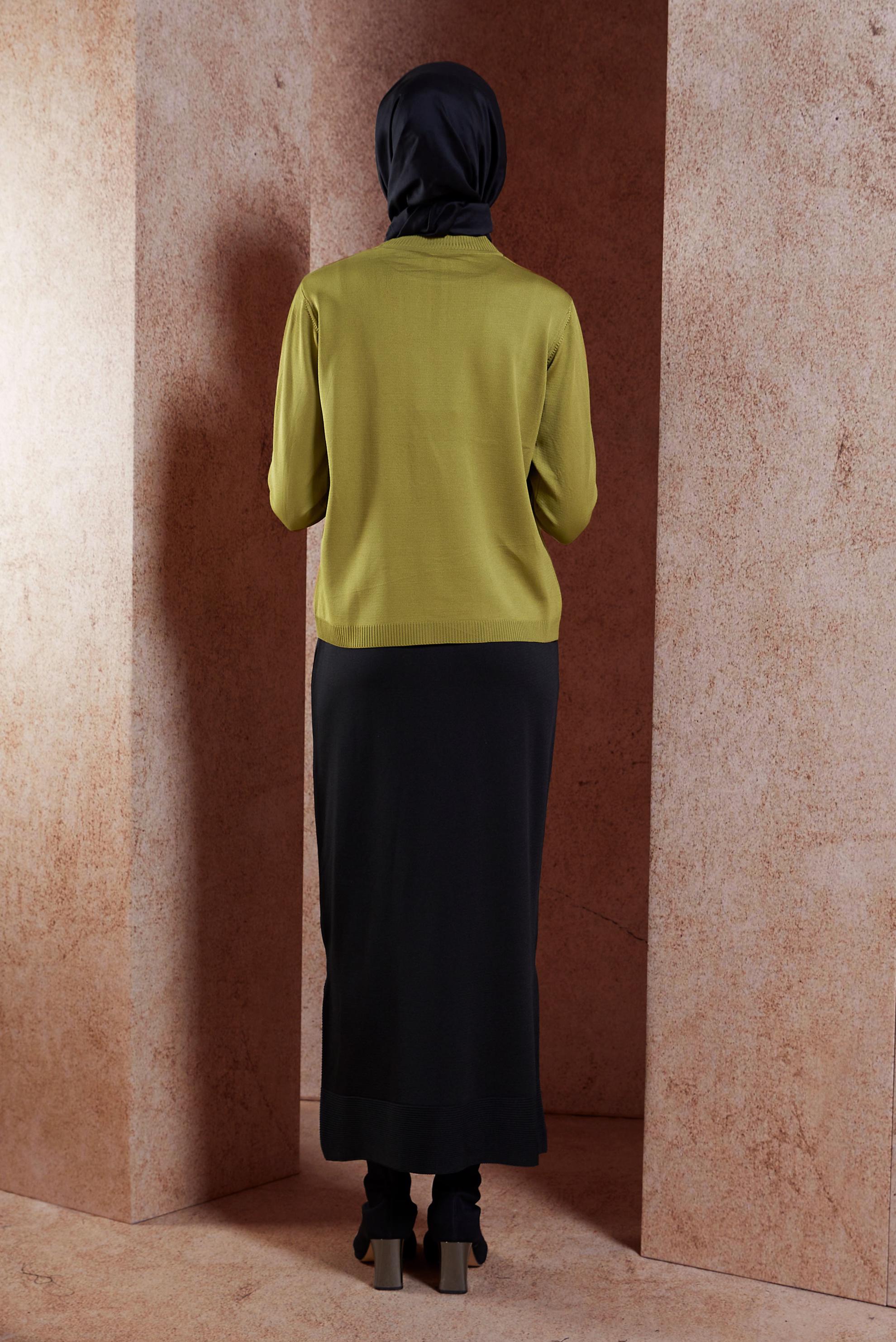 Tesettür giyim YEŞİL DÜZ TRİKO KAZAK 45020