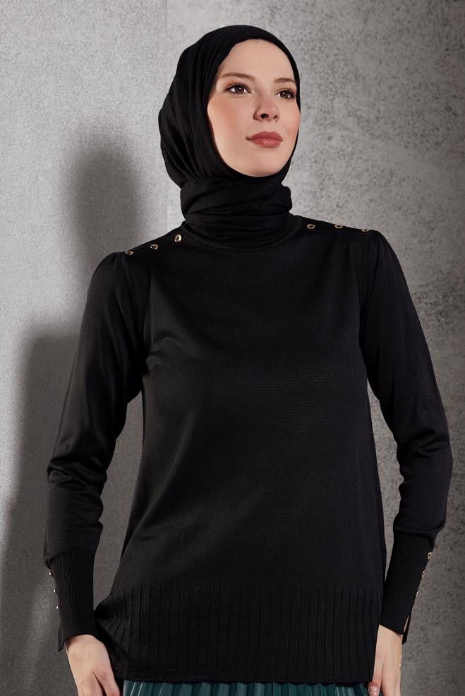 Tesettür giyim SİYAH TRİKO KAZAK 45021 - ALVİNA