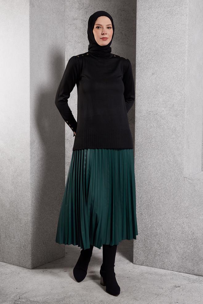 Tesettür giyim SİYAH TRİKO KAZAK 45021 - ALVİNA