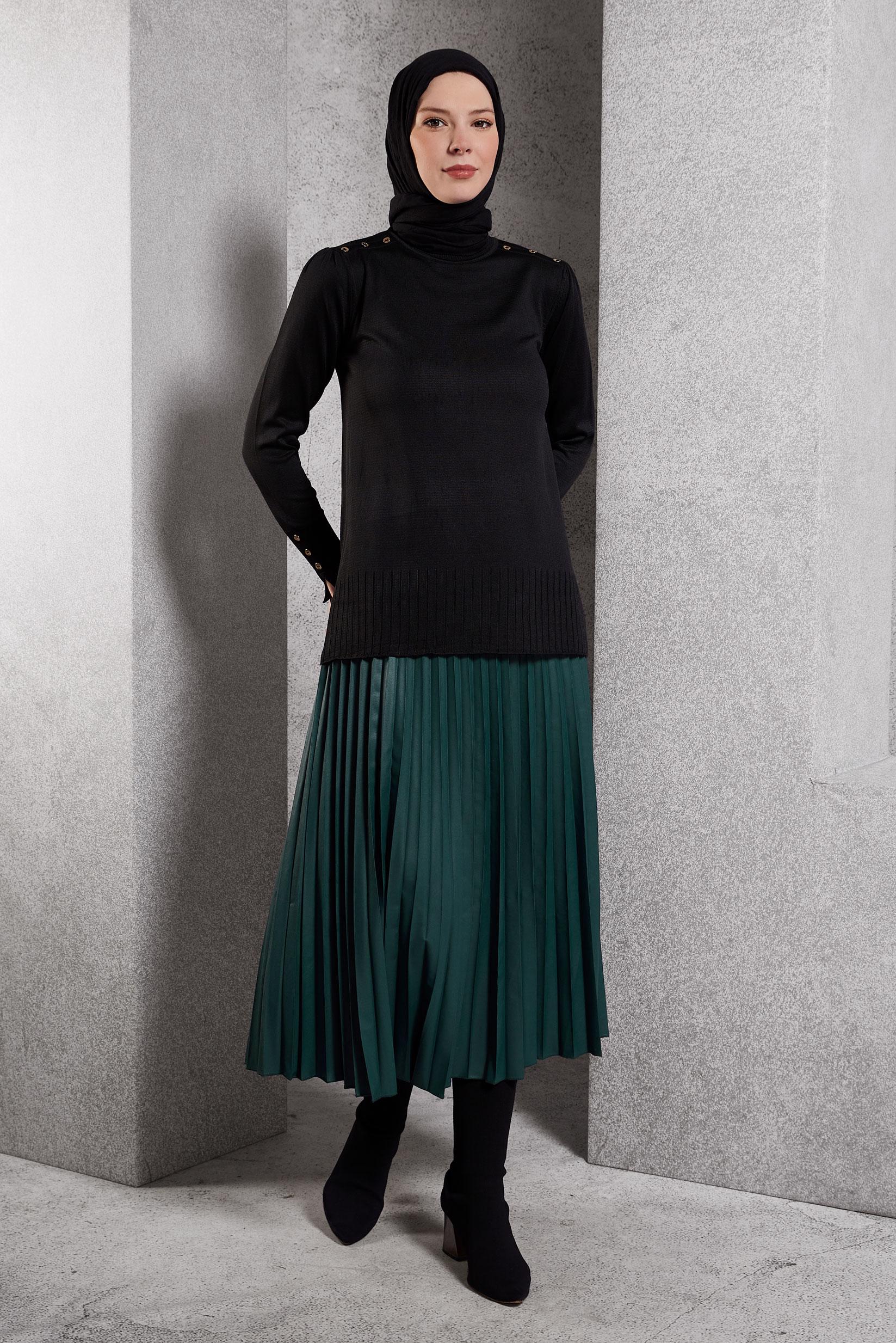 Tesettür giyim SİYAH TRİKO KAZAK 45021