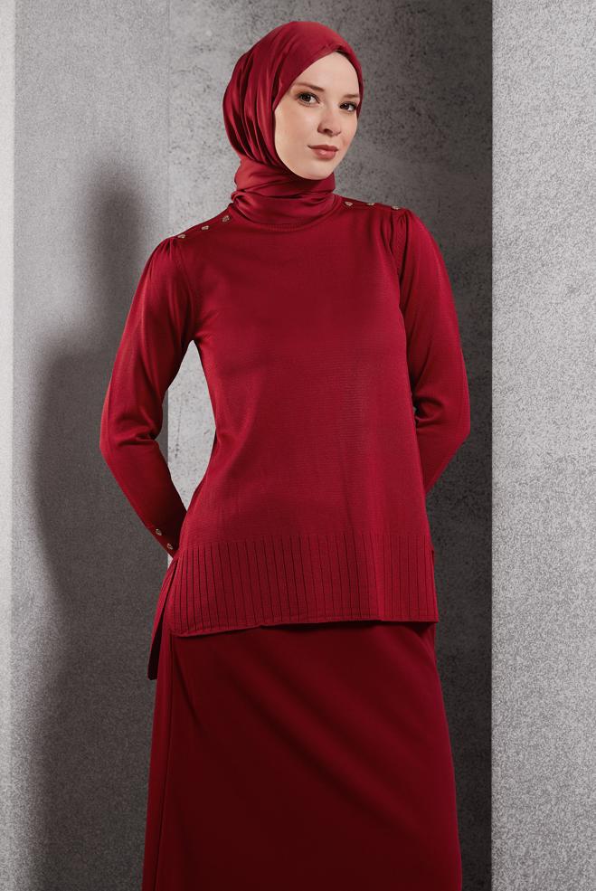 Vêtements hijab ROUGE PULL EN MAILLE 45021 - ALVİNA