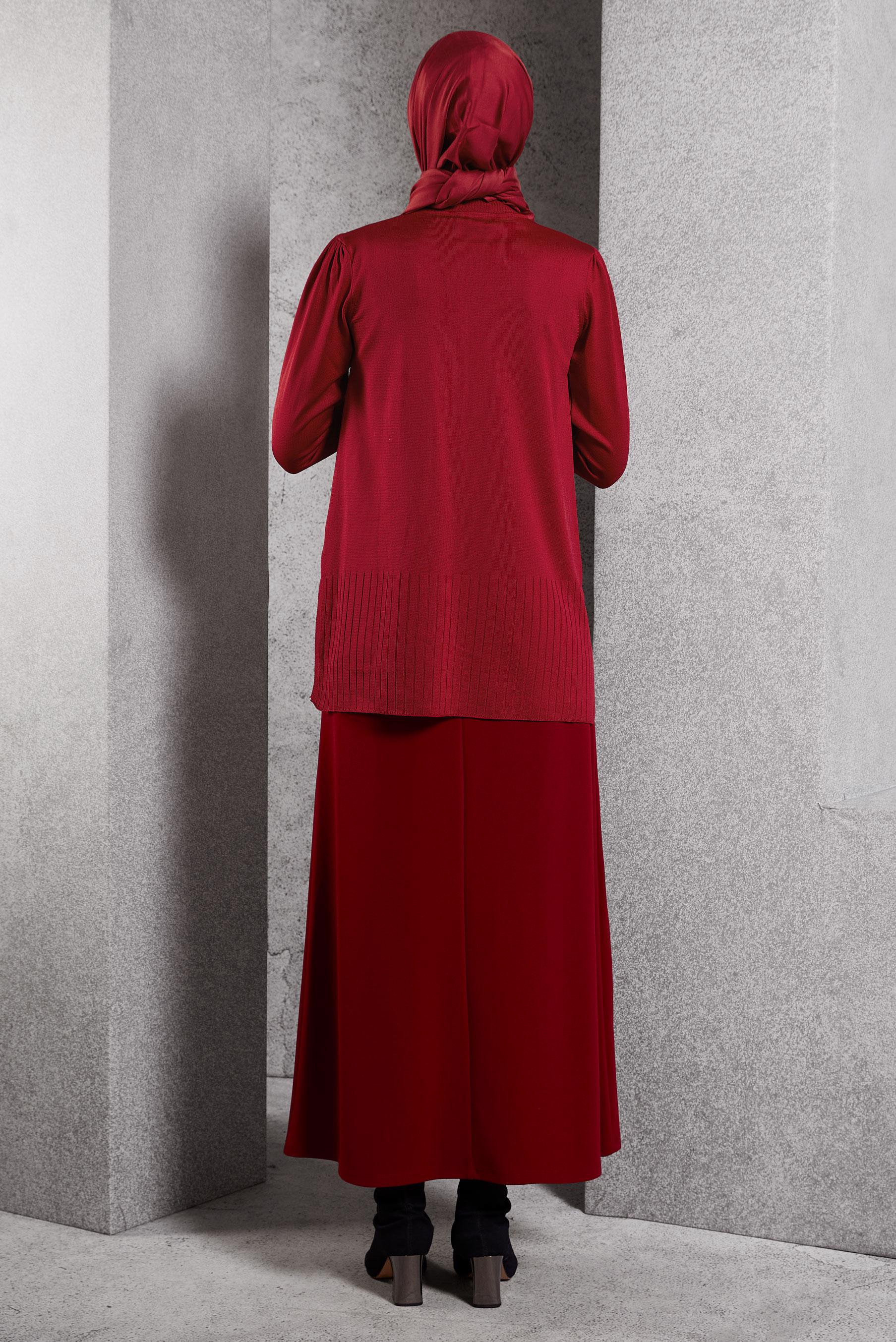 Tesettür giyim KIRMIZI TRİKO KAZAK 45021