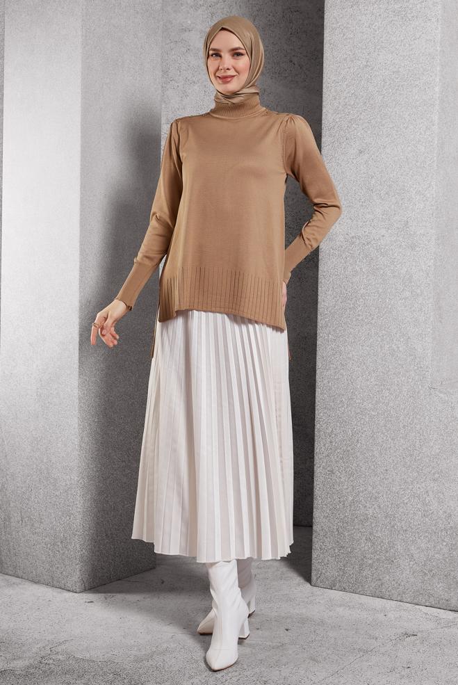 Vêtements hijab BRUN PULL EN MAILLE 45021 - ALVİNA