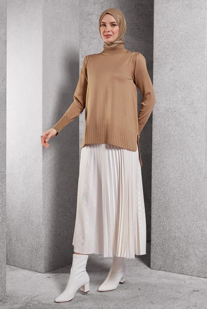 Vêtements hijab BRUN PULL EN MAILLE 45021 - ALVİNA