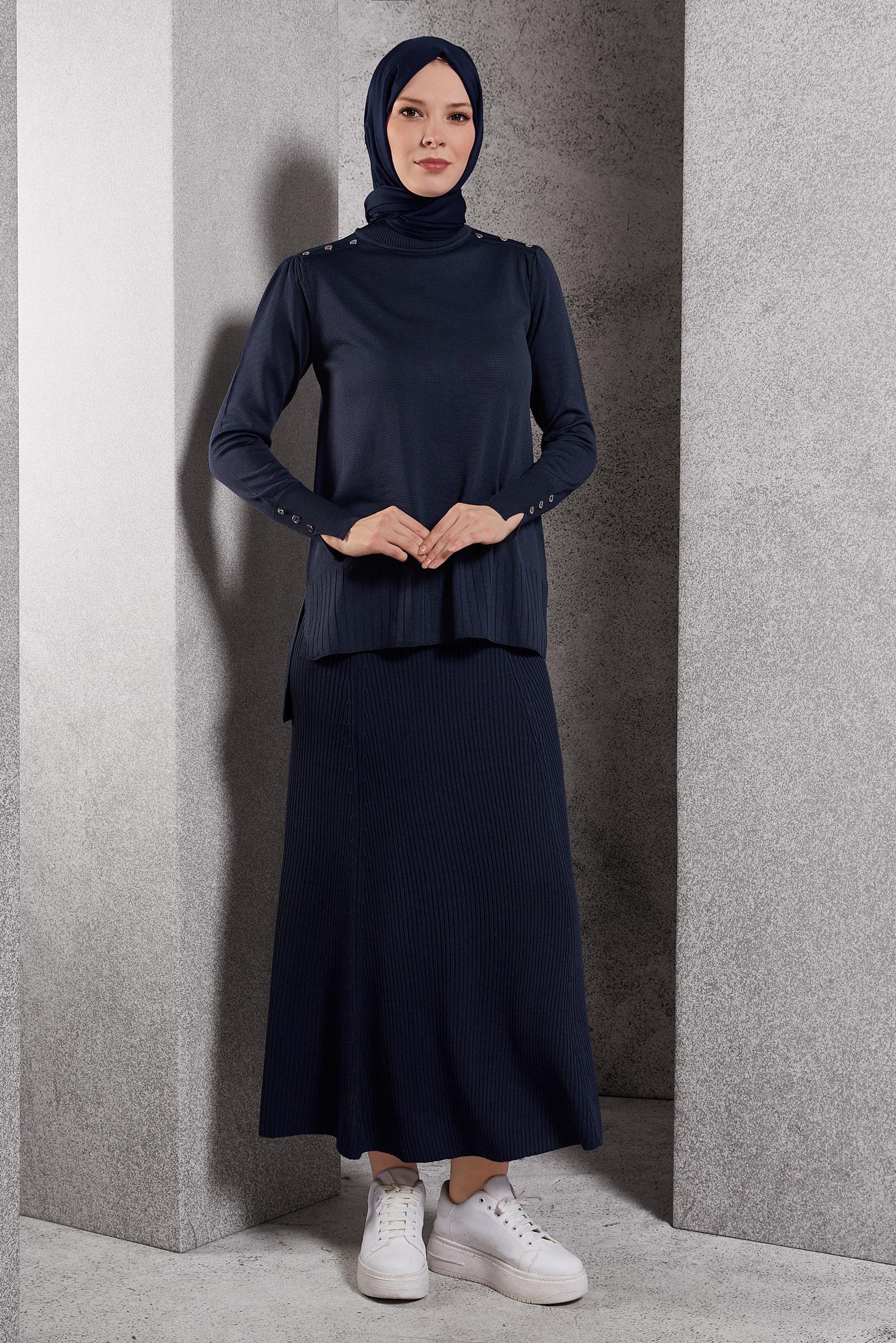 Tesettür giyim LACİVERT TRİKO KAZAK 45021