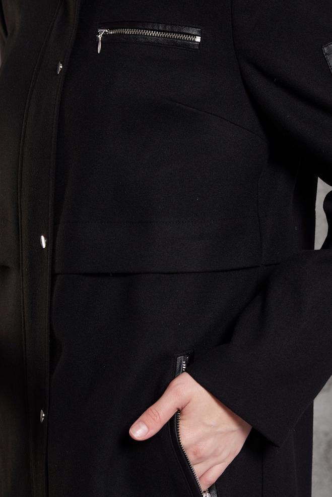 Tesettür giyim SİYAH KAPÜŞONLU KAŞE MANTO 90544 - ALVİNA