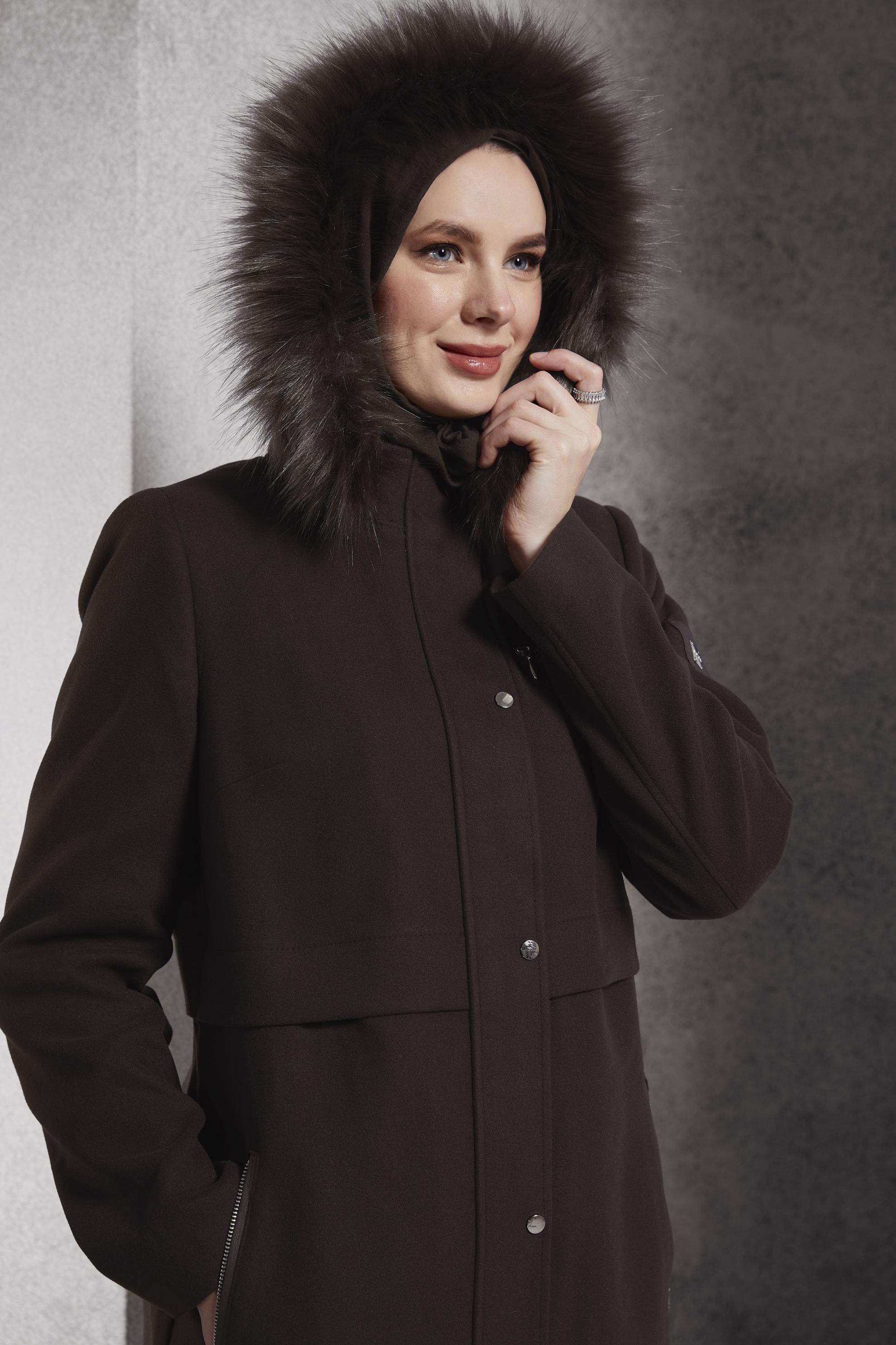 Vêtements hijab BRUN PARDESSUS CACHE À CAPUCHE 90544