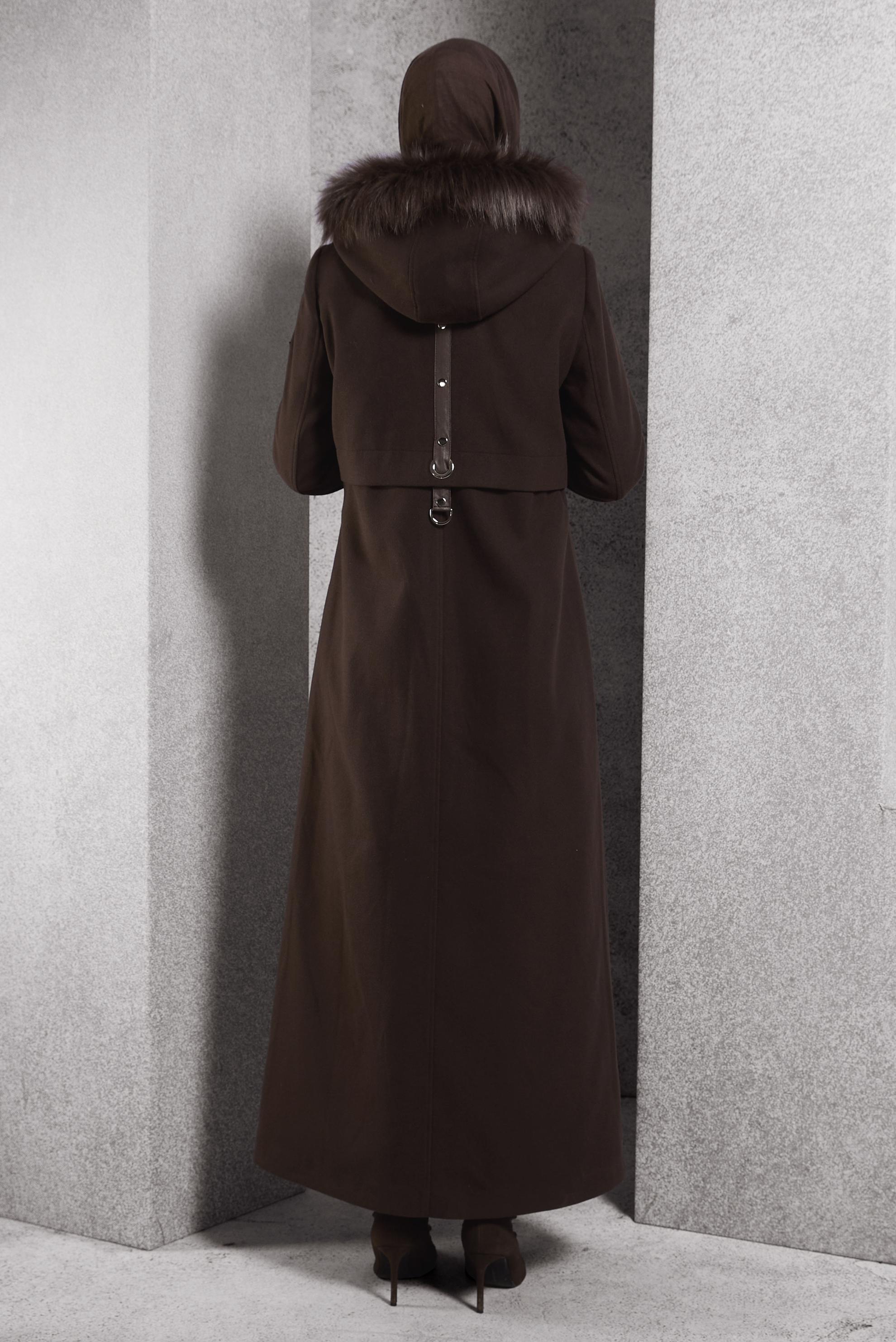 Vêtements hijab BRUN PARDESSUS CACHE À CAPUCHE 90544