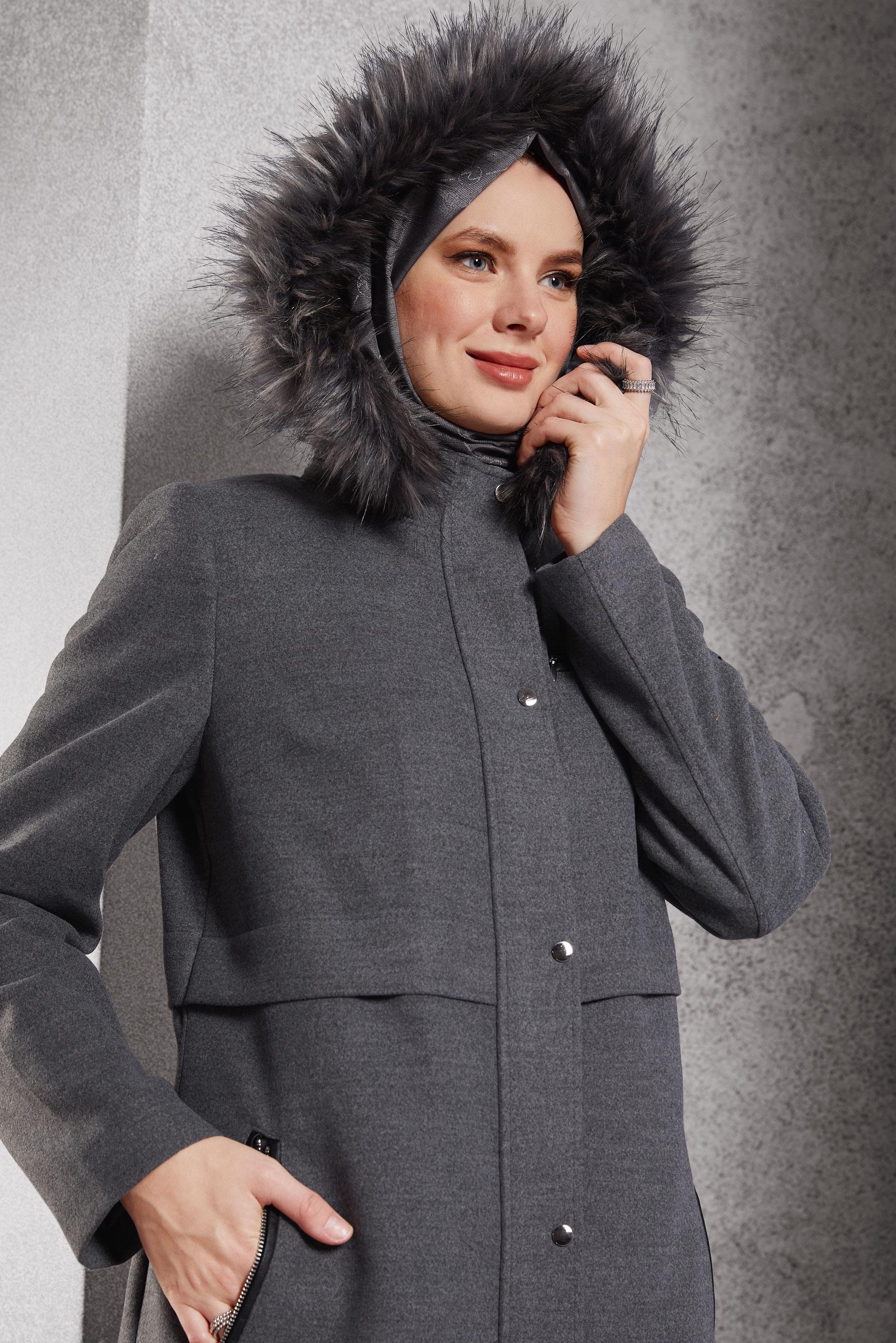 Vêtements hijab GRIS PARDESSUS CACHE À CAPUCHE 90544