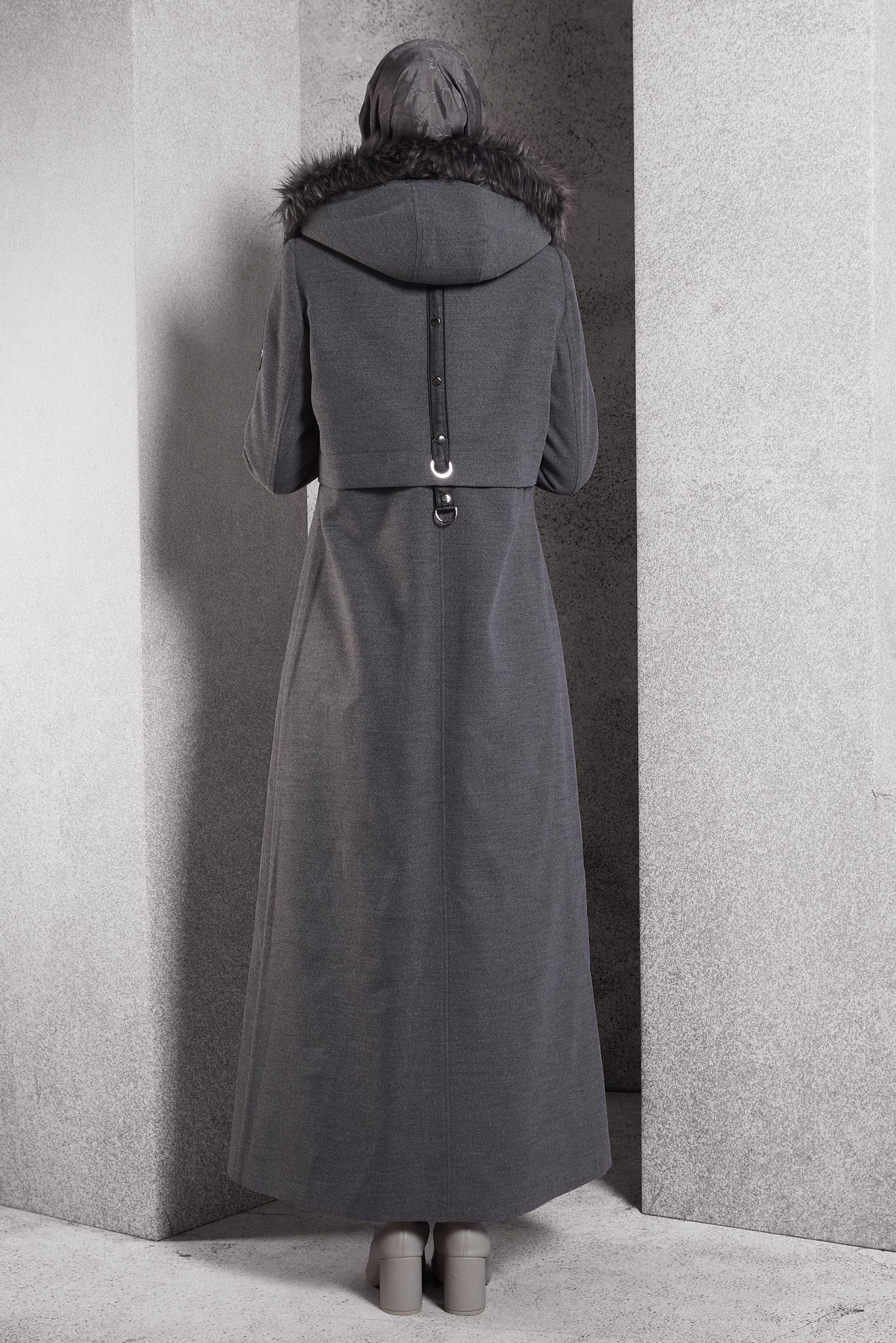 Vêtements hijab GRIS PARDESSUS CACHE À CAPUCHE 90544