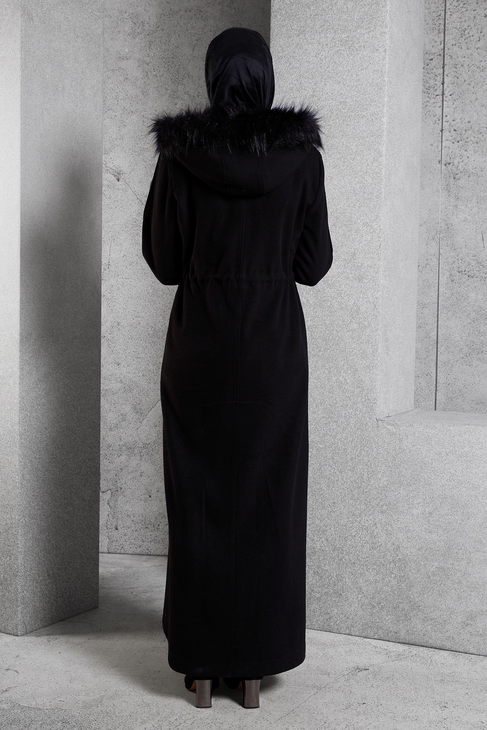 Hijab clothing BLACK HOODED COAT 90560