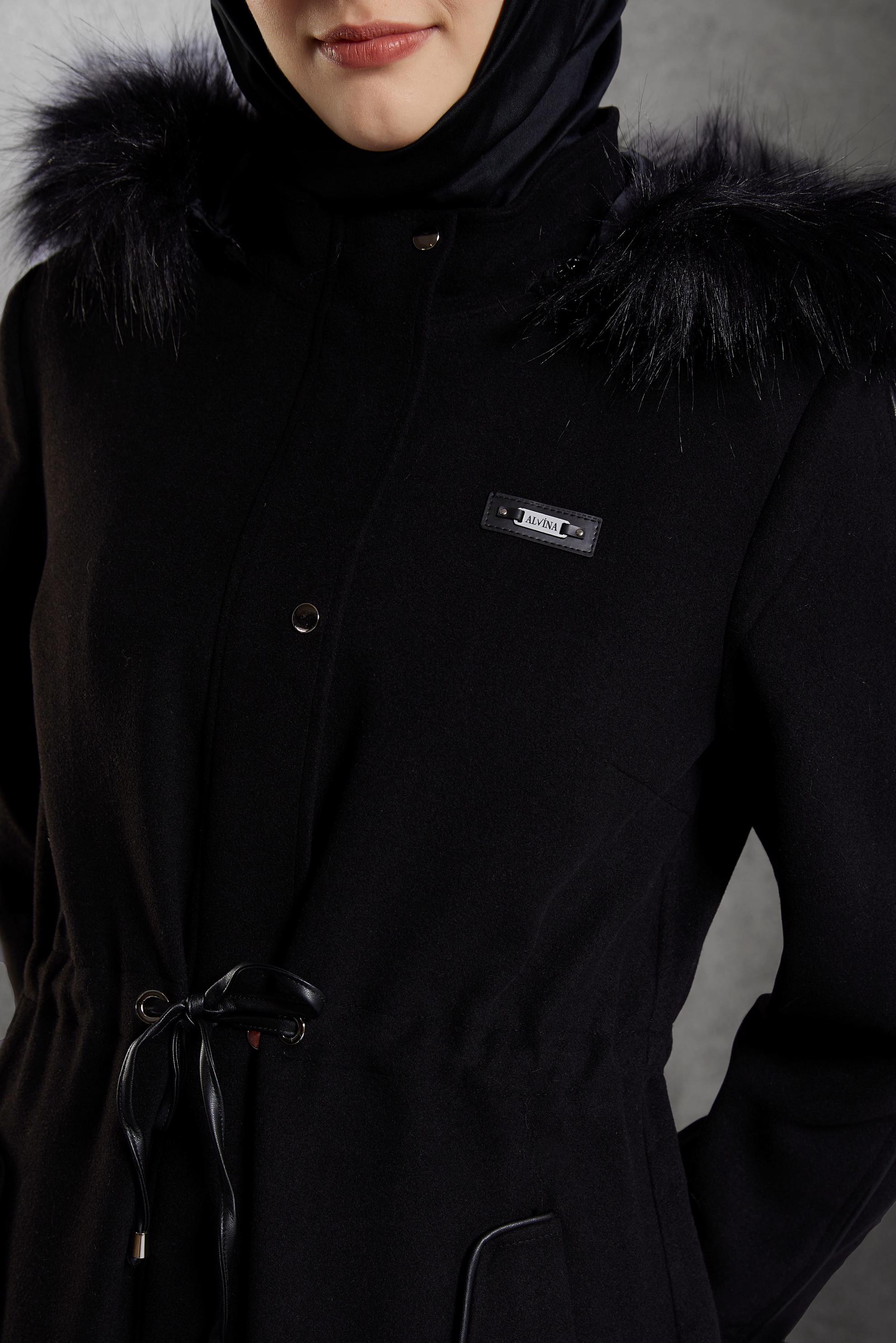 Hijab clothing BLACK HOODED COAT 90560