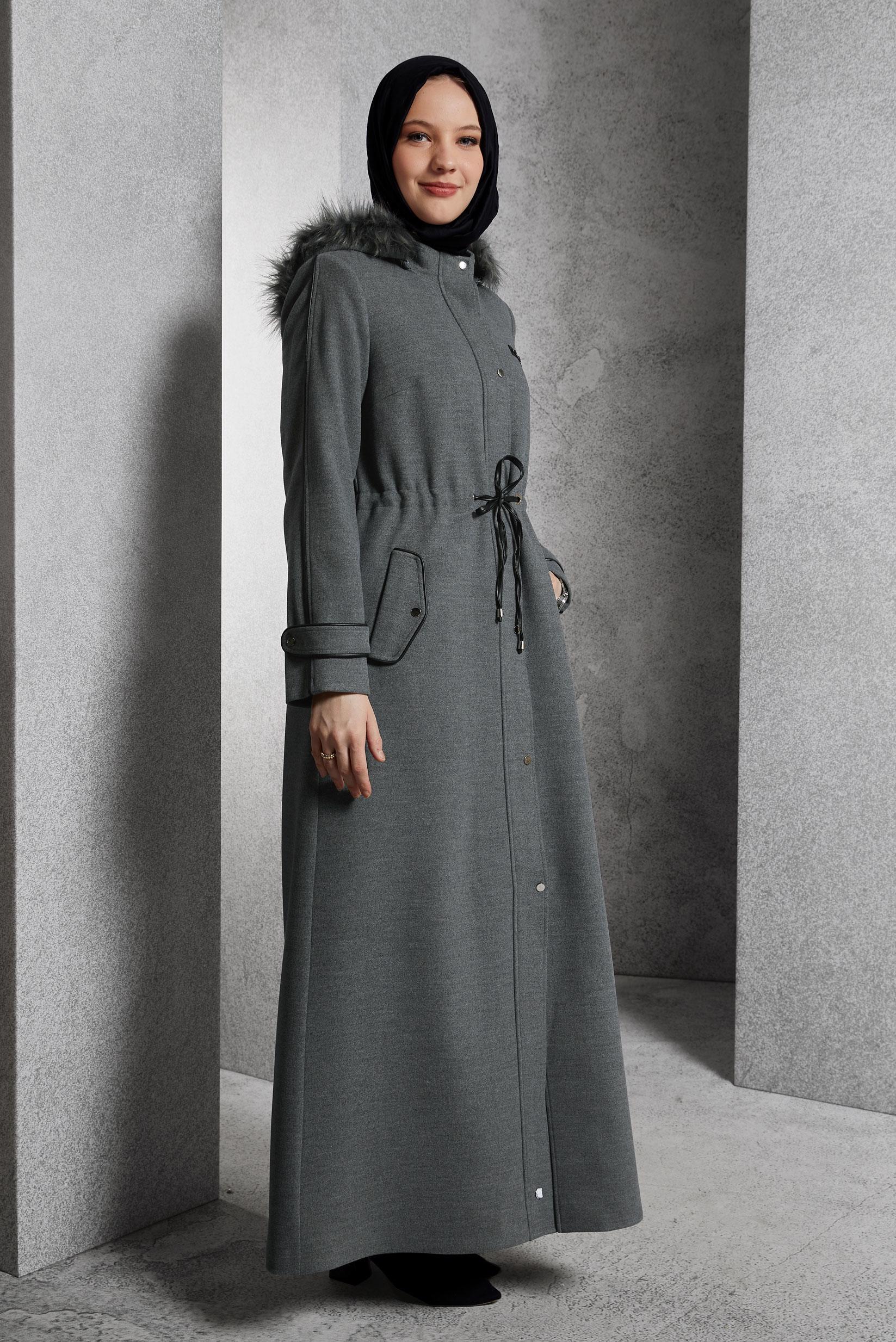 Vêtements hijab GRIS MANTEAU À CAPUCHE 90560