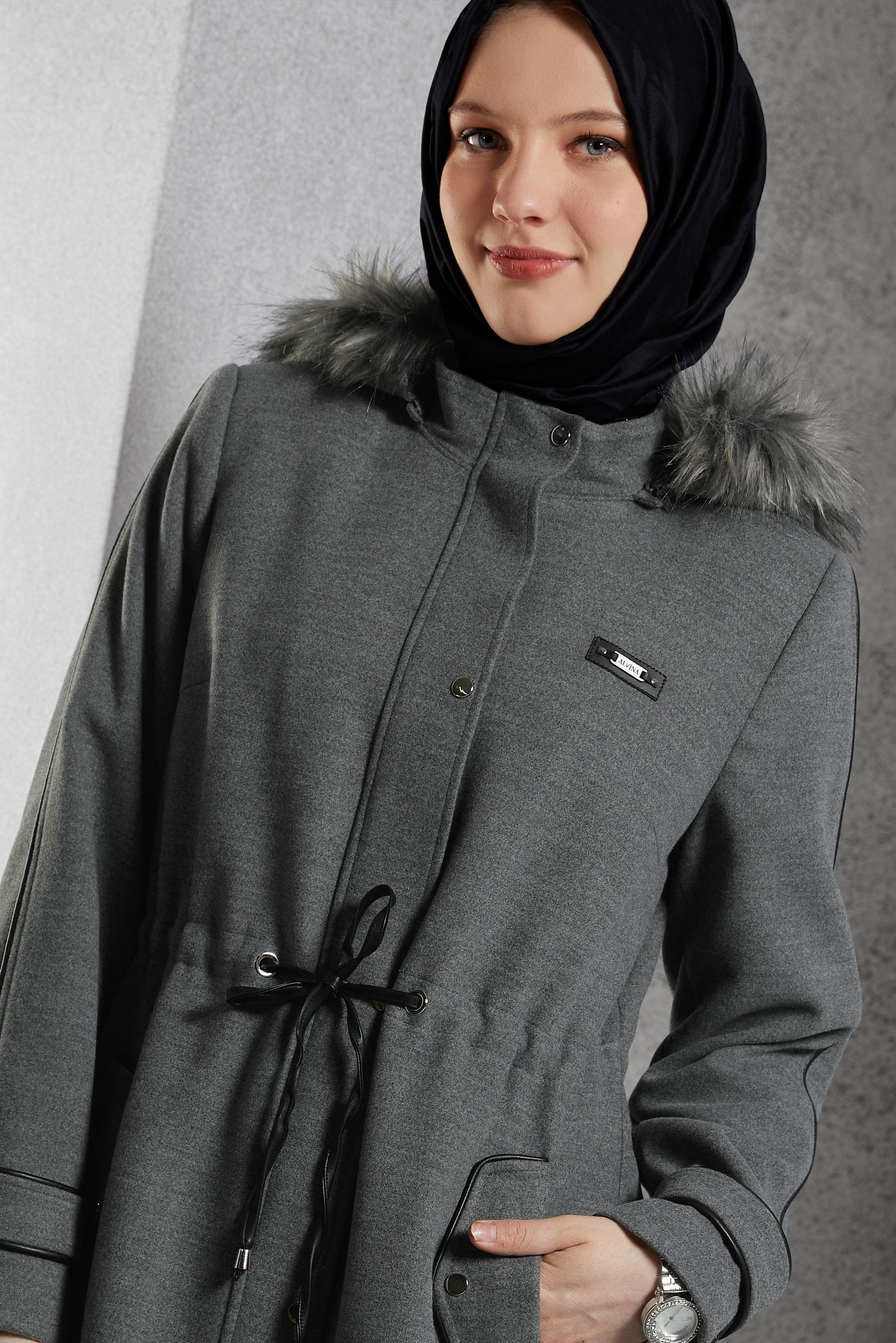 Vêtements hijab GRIS MANTEAU À CAPUCHE 90560