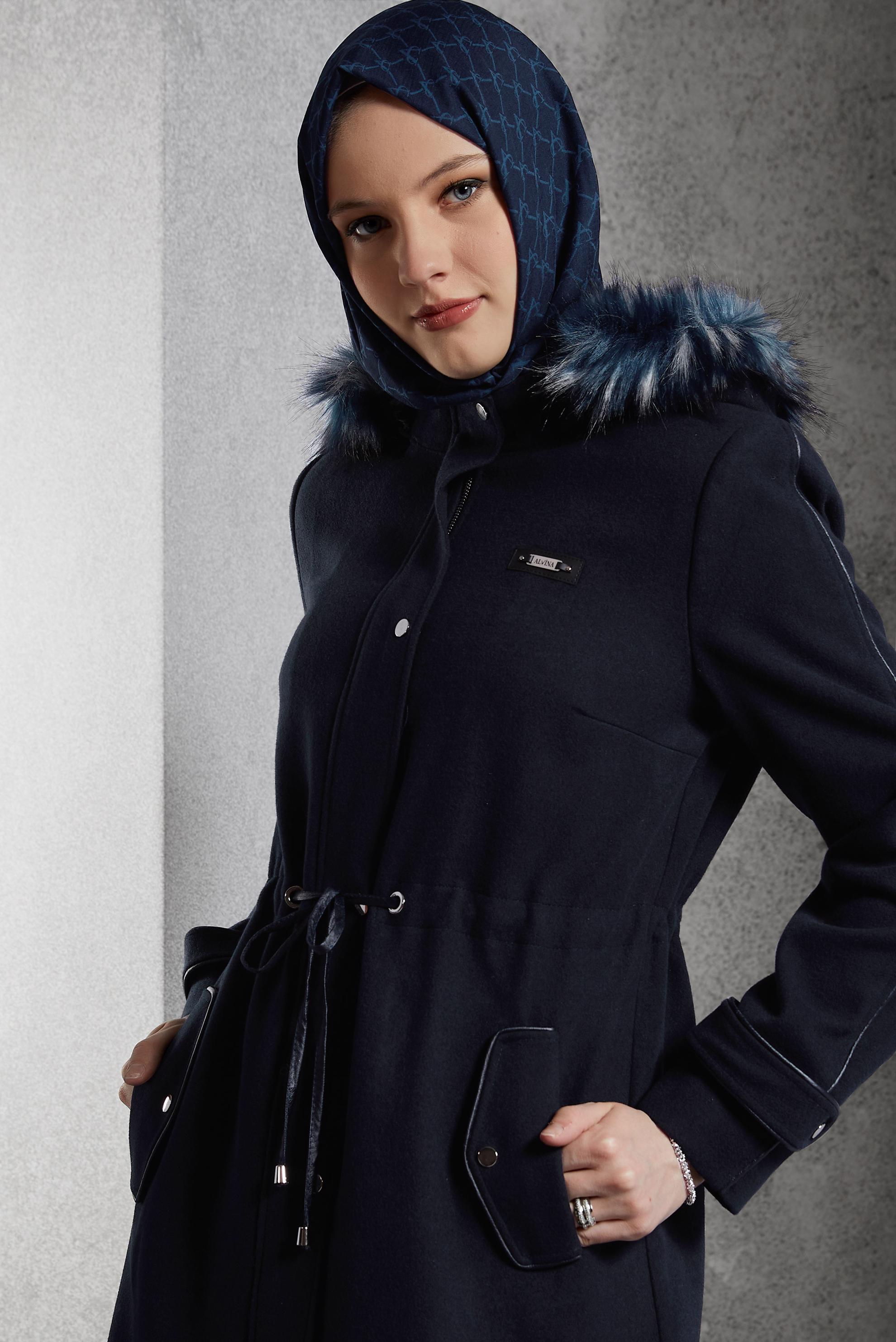 Vêtements hijab BLEU MARINE MANTEAU À CAPUCHE 90560