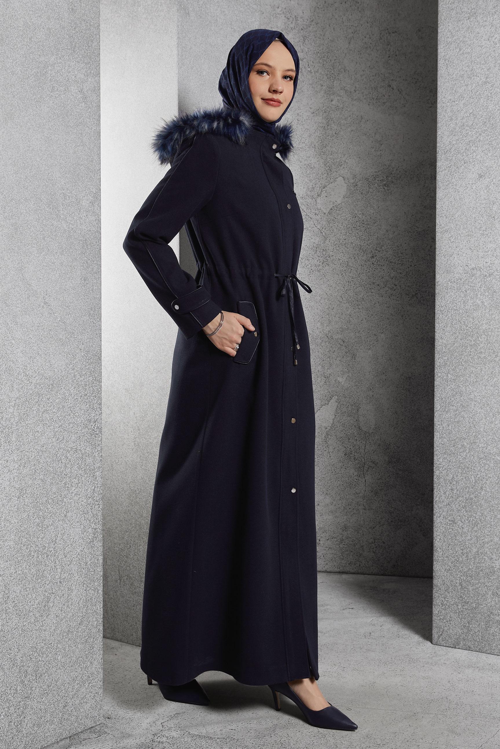 Vêtements hijab BLEU MARINE MANTEAU À CAPUCHE 90560