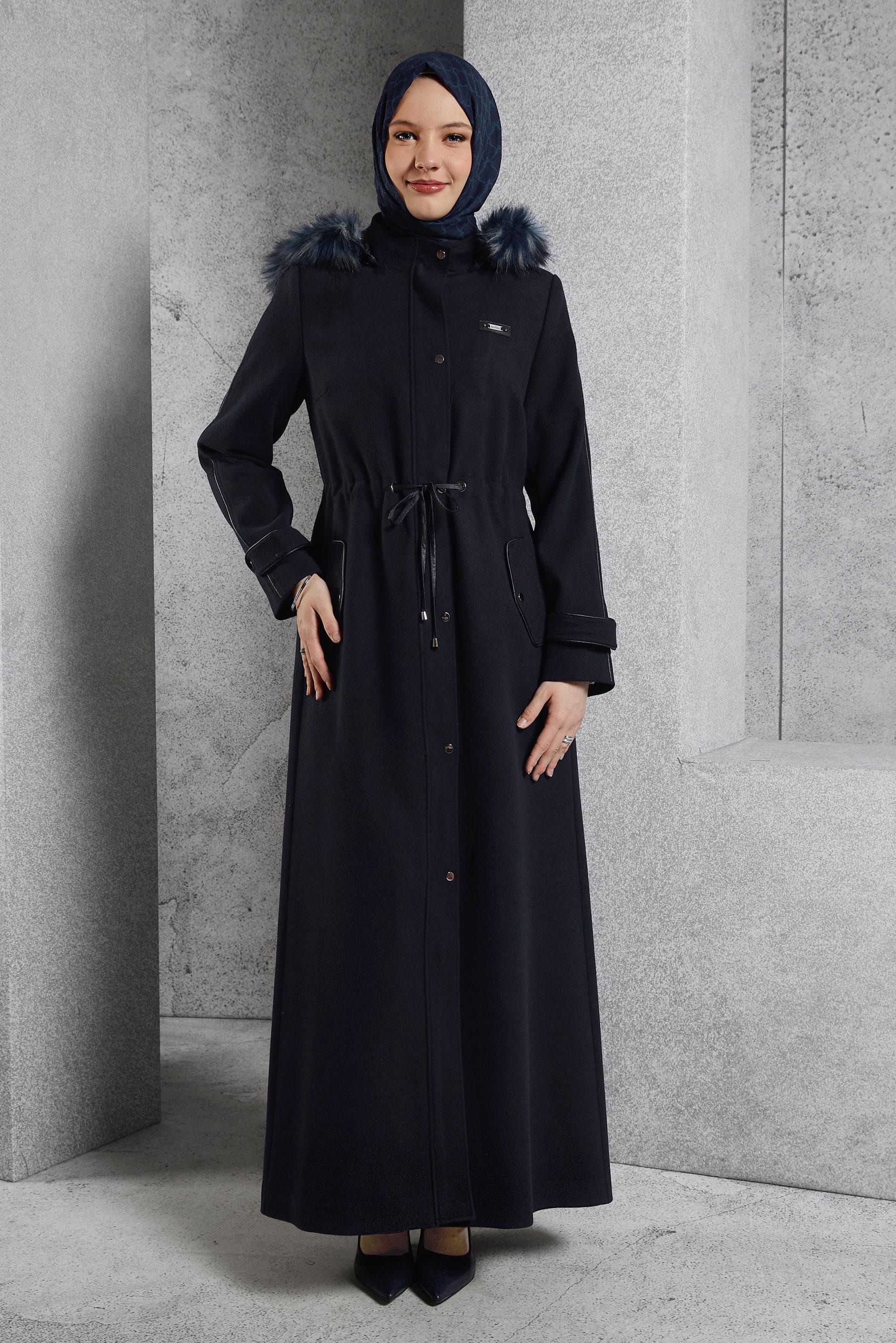 Vêtements hijab BLEU MARINE MANTEAU À CAPUCHE 90560