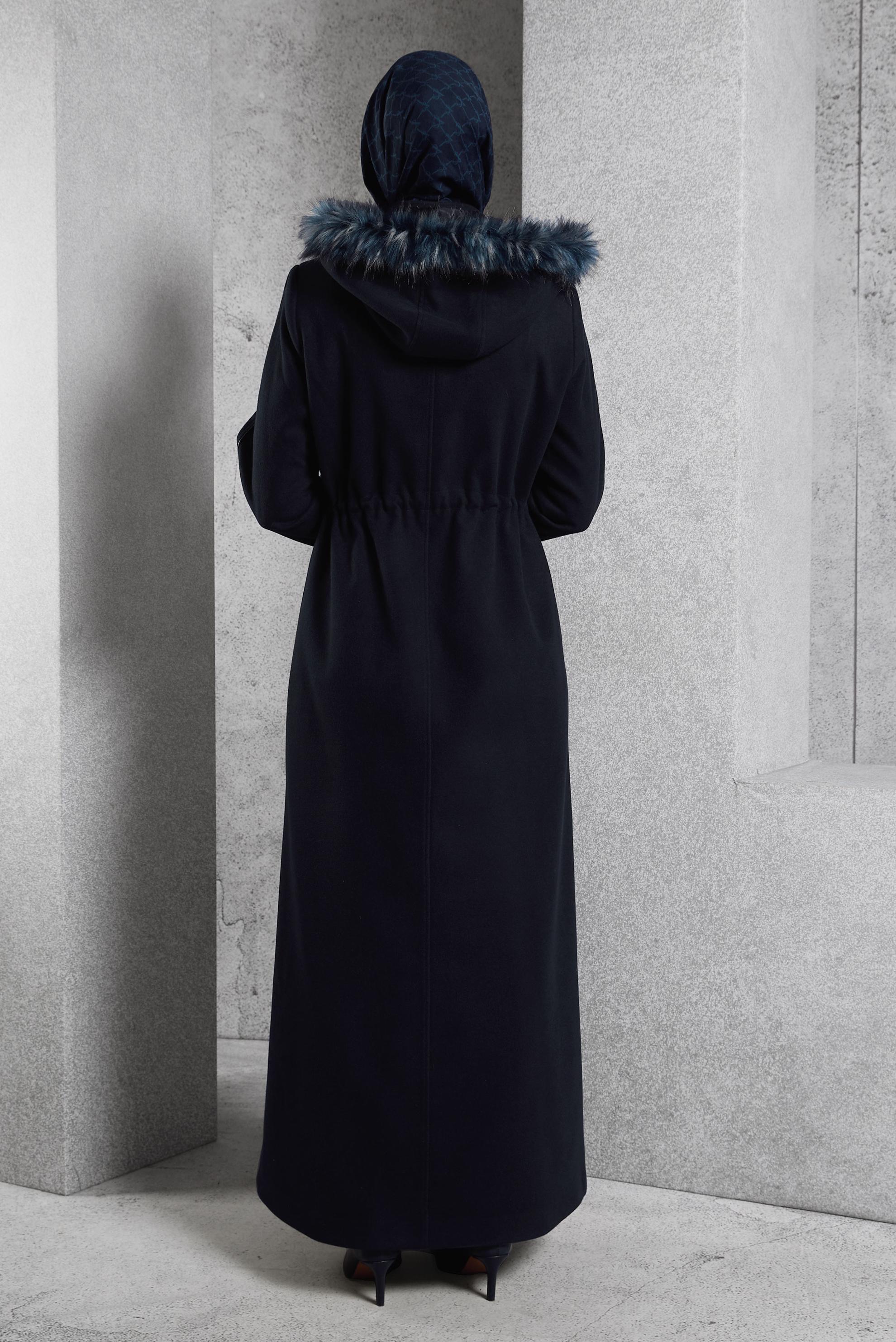 Vêtements hijab BLEU MARINE MANTEAU À CAPUCHE 90560