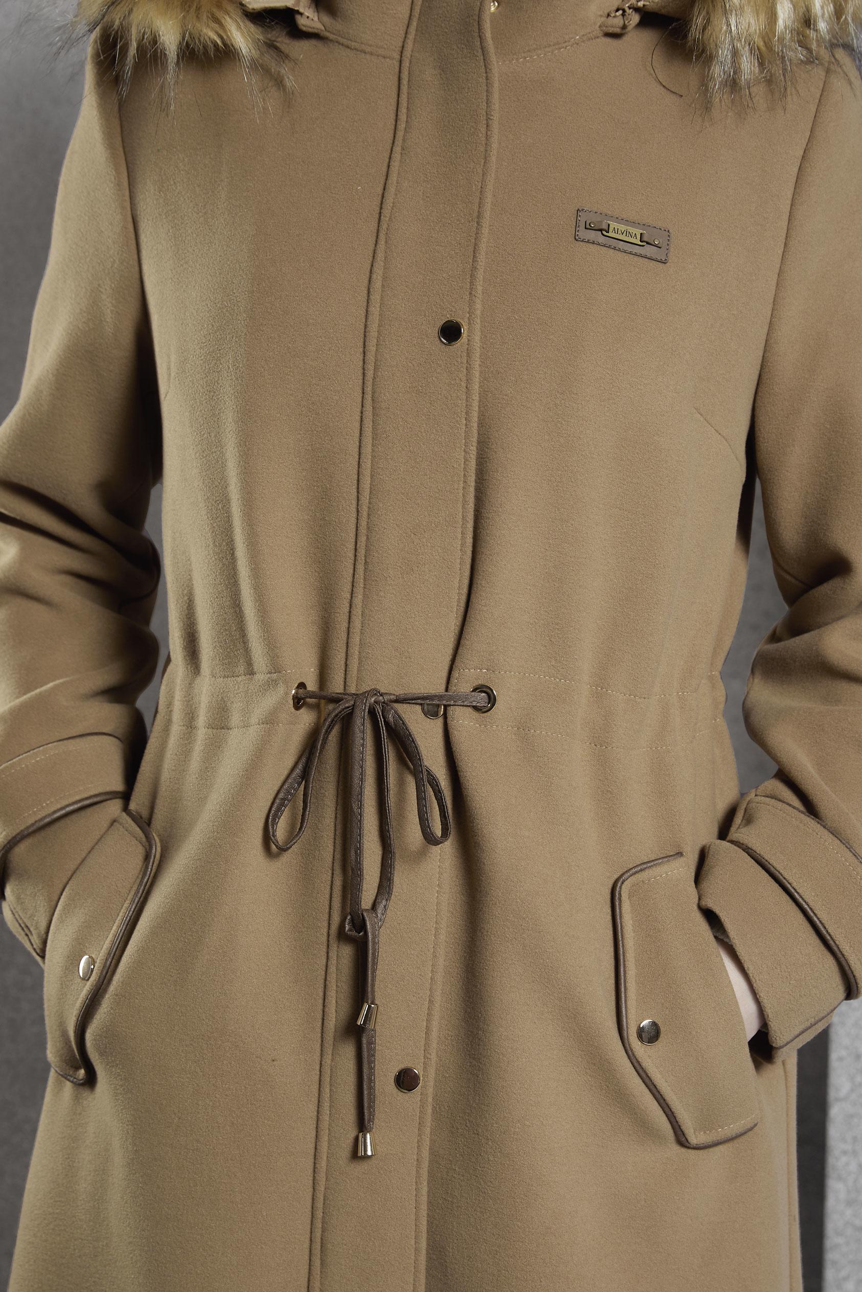 Tesettür giyim KAHVE KAPÜŞONLU MANTO 90560