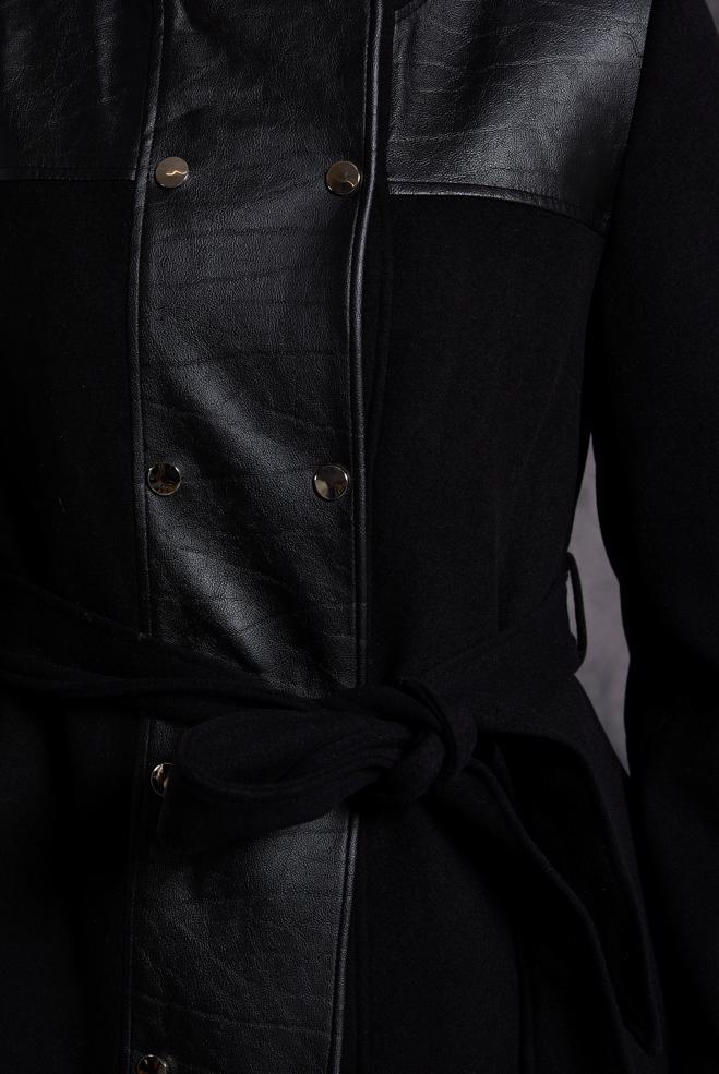 Tesettür giyim SİYAH KUŞAKLI MANTO 90568 - ALVİNA