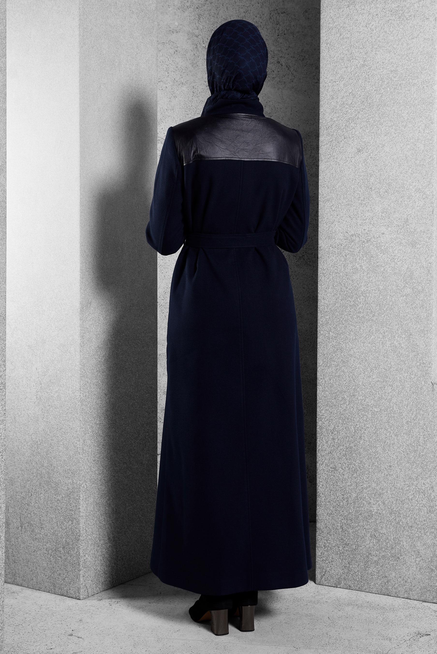 Vêtements hijab BLEU MARINE MANTEAU CEINTURÉ 90568