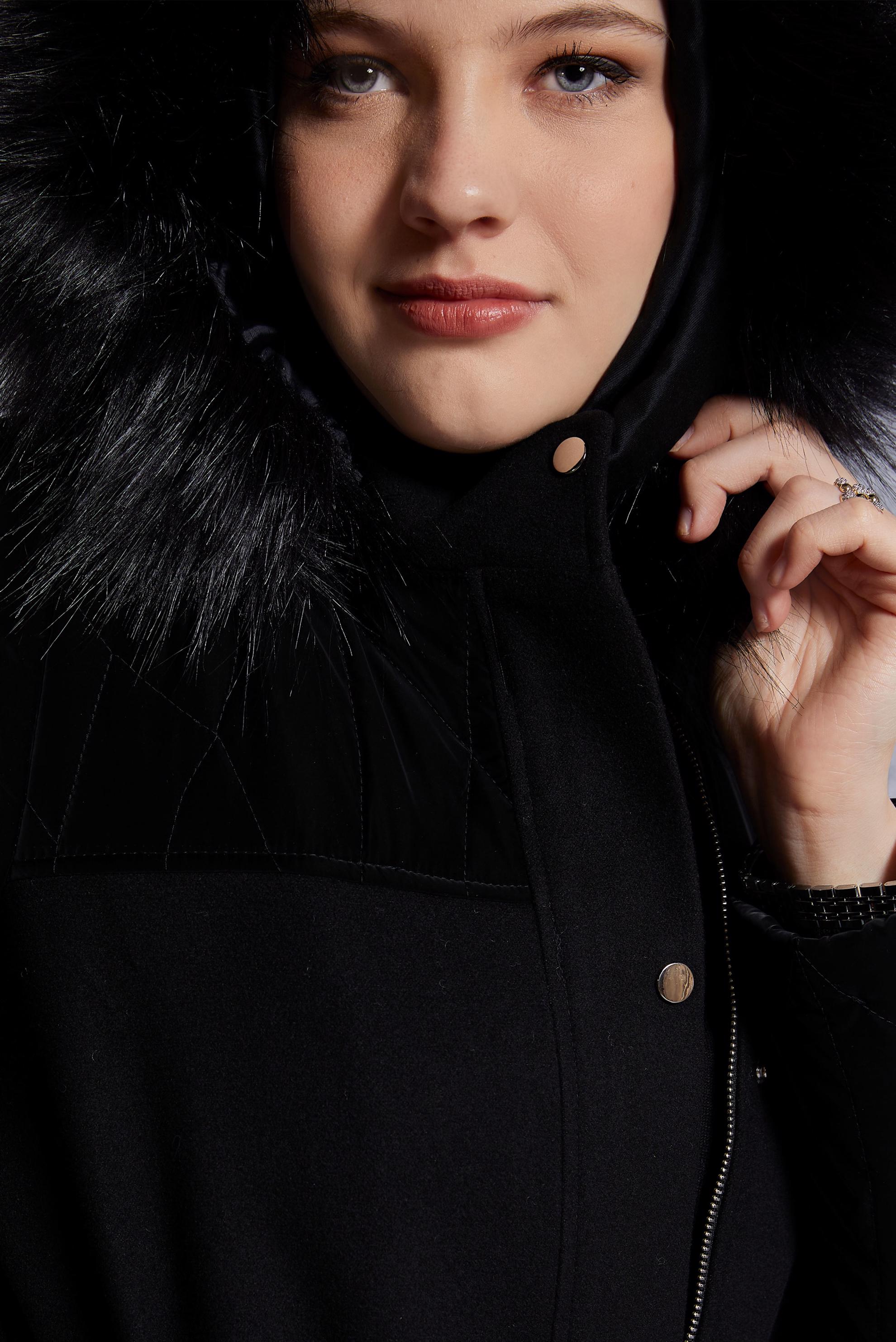 Vêtements hijab NOIR MANTEAU À CAPUCHE EN FOURRURE 90571