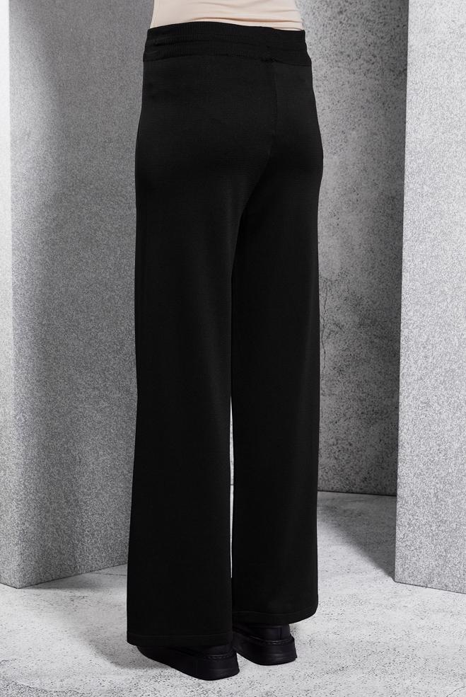 Vêtements hijab NOIR PANTALON EN TRICOT À TAILLE ÉLASTIQUE 70781 - ALVİNA