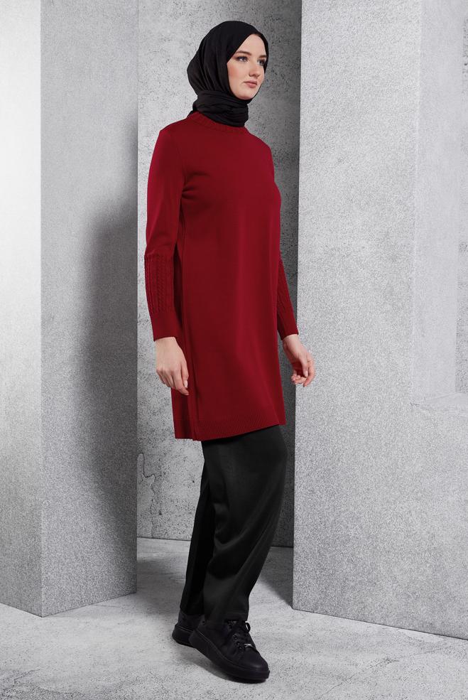 Vêtements hijab NOIR PANTALON EN TRICOT À TAILLE ÉLASTIQUE 70781 - ALVİNA