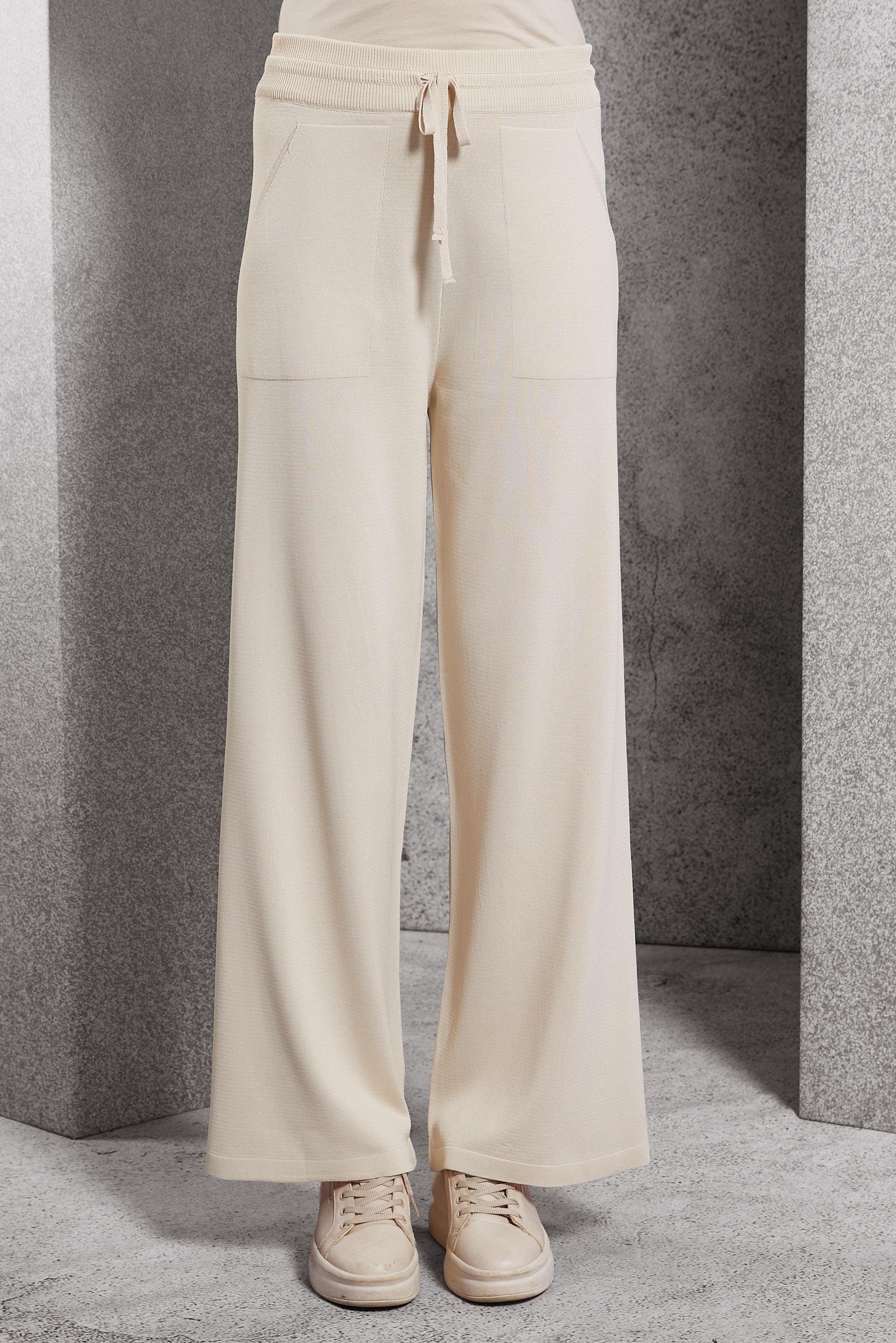 Vêtements hijab BEIGE PANTALON EN TRICOT À TAILLE ÉLASTIQUE 70781