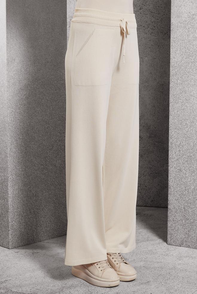 Vêtements hijab BEIGE PANTALON EN TRICOT À TAILLE ÉLASTIQUE 70781 - ALVİNA